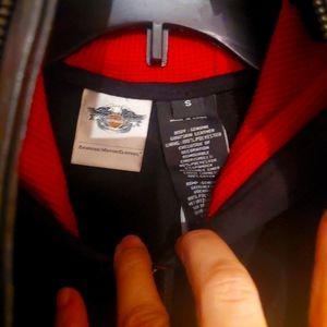 COPY - Small black / Red leather Harley Davidson Jacket
